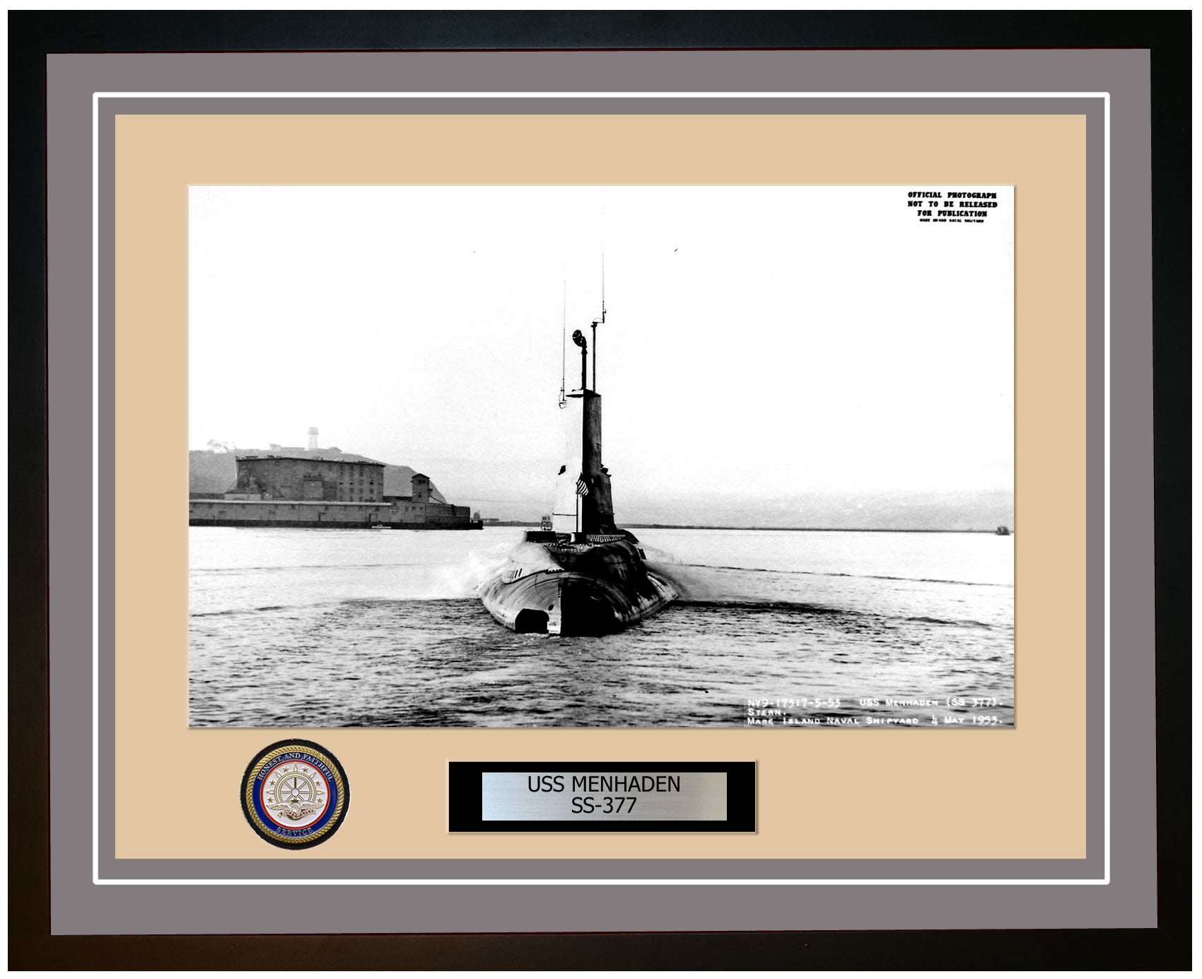 USS Menhaden SS-377 Framed Navy Ship Photo Grey