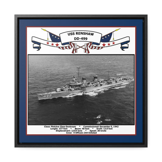 USS Renshaw DD-499 Navy Floating Frame Photo Front View
