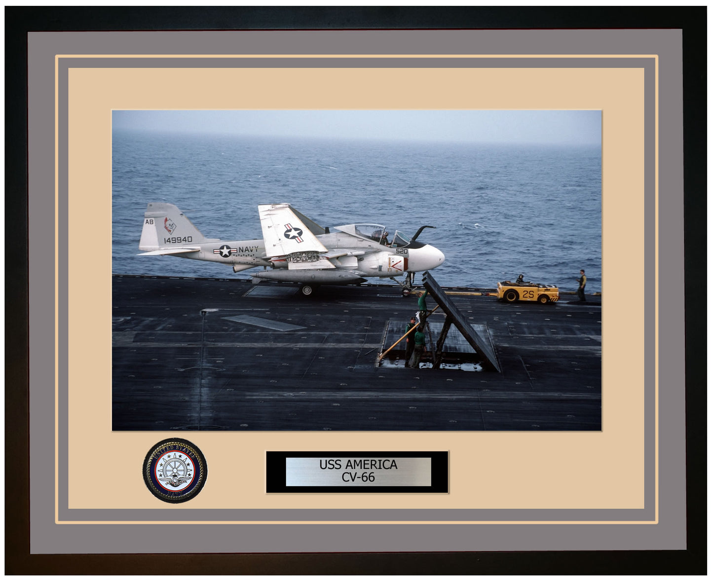 USS AMERICA CV-66 Framed Navy Ship Photo Grey