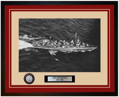 USS RINGGOLD DD-500 Framed Navy Ship Photo Burgundy