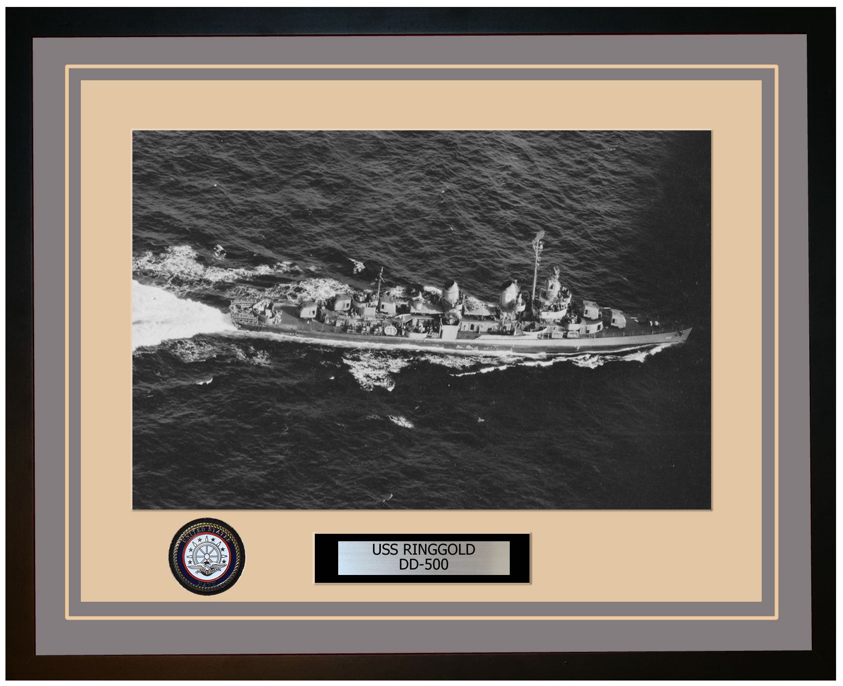 USS RINGGOLD DD-500 Framed Navy Ship Photo Grey