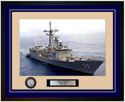 USS ELROD FFG-55 Framed Navy Ship Photo Blue
