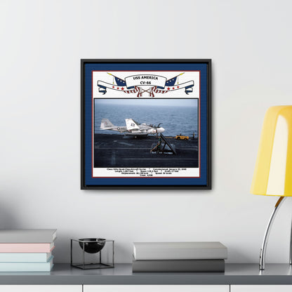USS America CV-66 Navy Floating Frame Photo Desk View