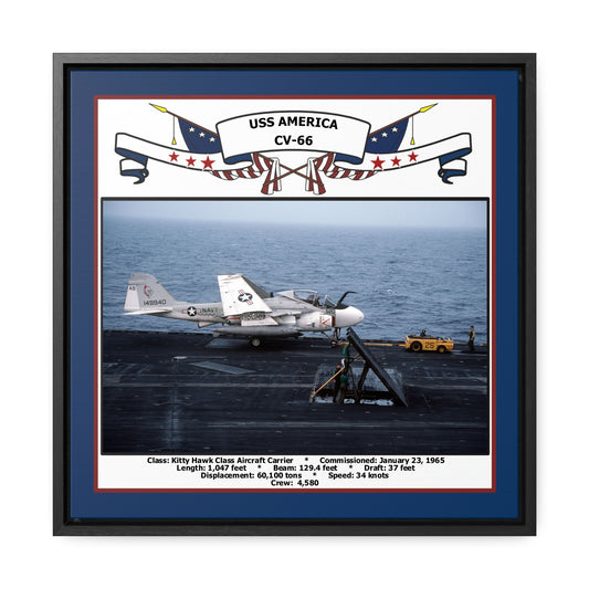 USS America CV-66 Navy Floating Frame Photo Front View