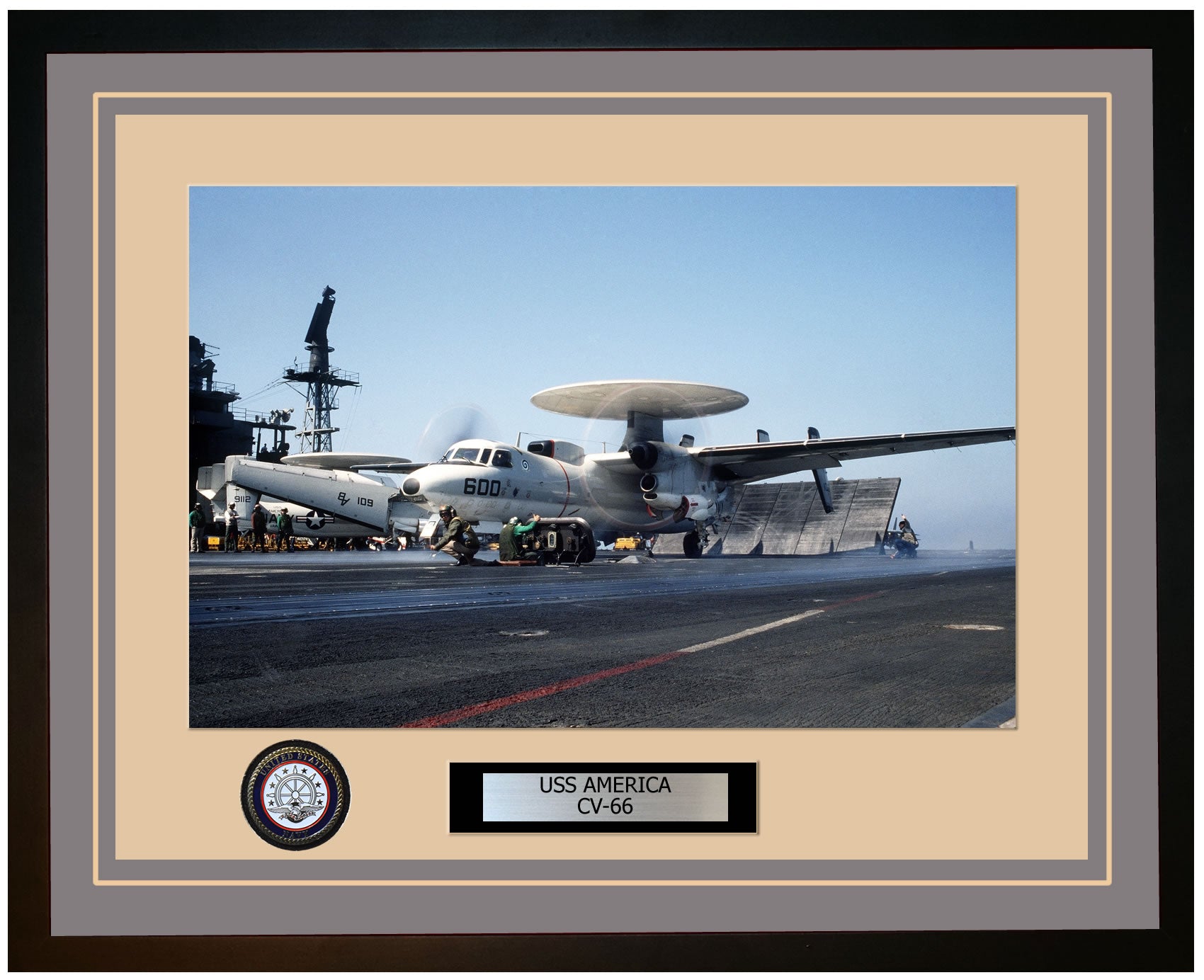USS AMERICA CV-66 Framed Navy Ship Photo Grey