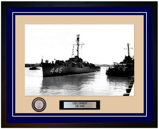 USS Grady DE-445 Framed Navy Ship Photo Blue