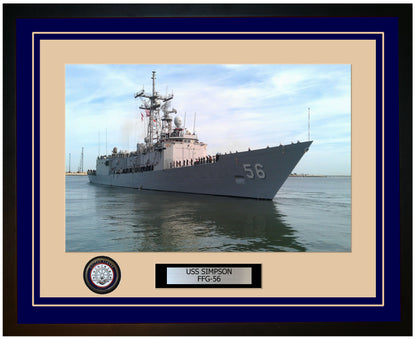 USS SIMPSON FFG-56 Framed Navy Ship Photo Blue