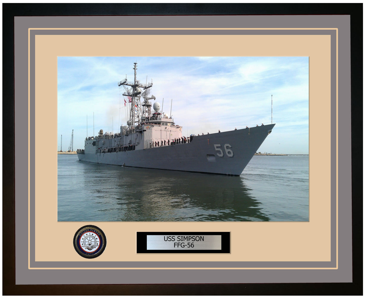 USS SIMPSON FFG-56 Framed Navy Ship Photo Grey