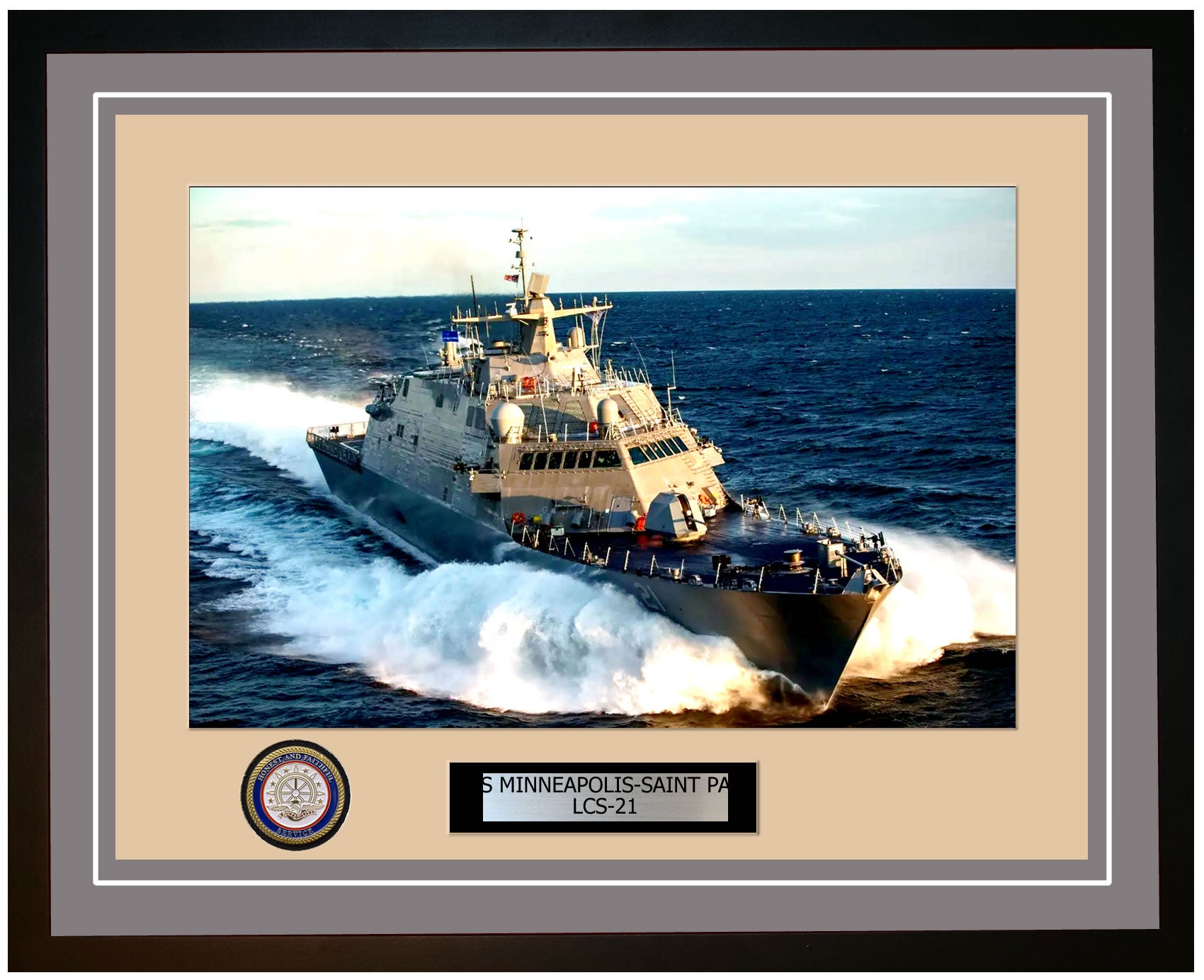 USS Minneapolis-Saint Paul LCS-21 Framed Navy Ship Photo Grey