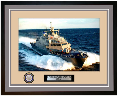 USS Minneapolis-Saint Paul LCS-21 Framed Navy Ship Photo Grey