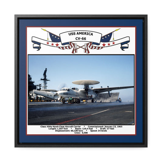 USS America CV-66 Navy Floating Frame Photo Front View