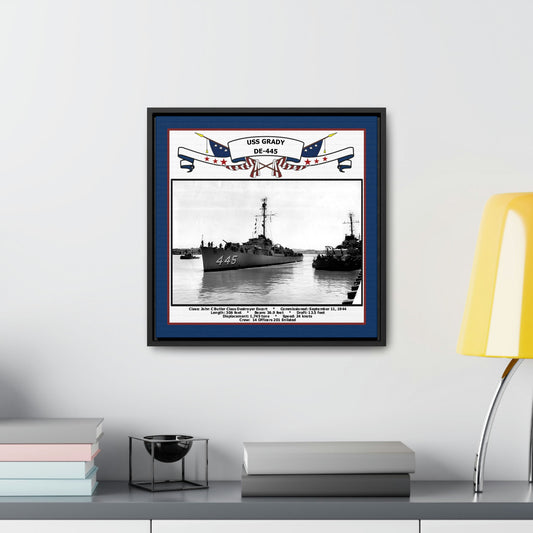 USS Grady DE-445 Navy Floating Frame Photo Desk View