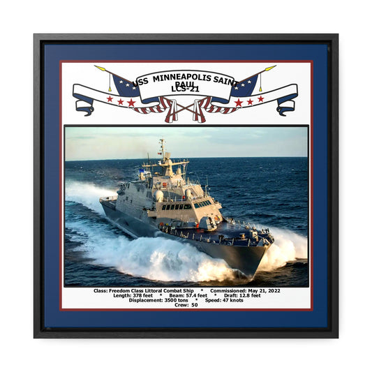 USS Minneapolis Saint Paul LCS-21 Navy Floating Frame Photo Front View