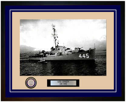 USS Grady DE-445 Framed Navy Ship Photo Blue