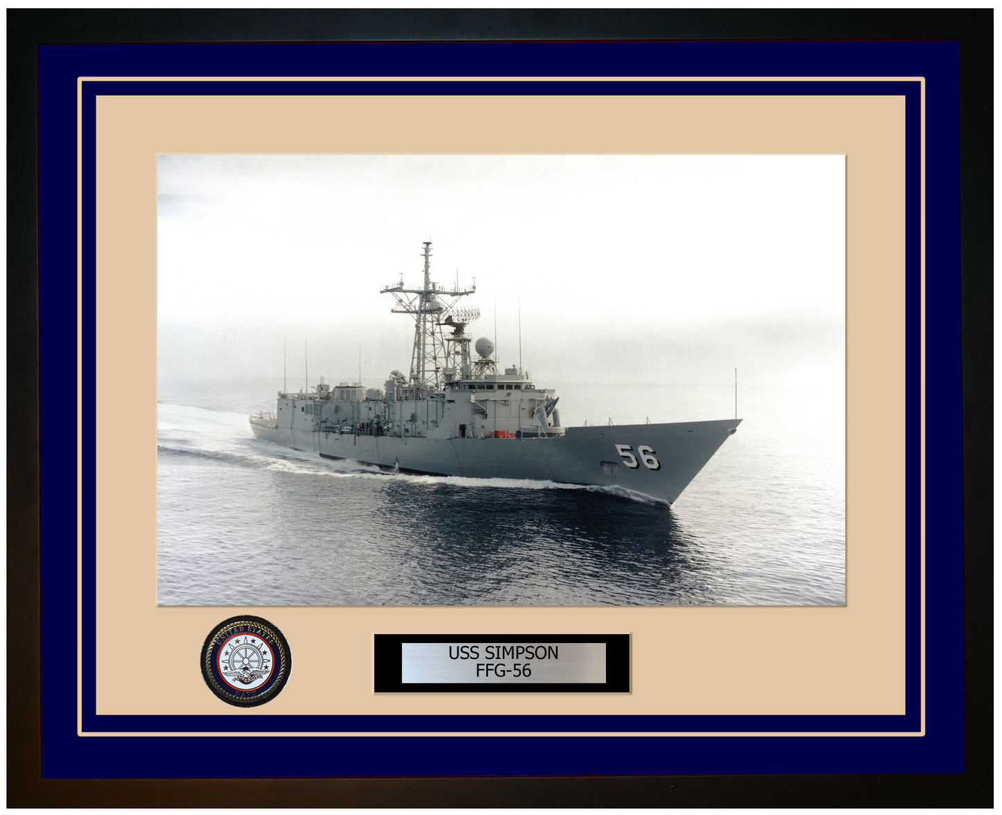 USS SIMPSON FFG-56 Framed Navy Ship Photo Blue
