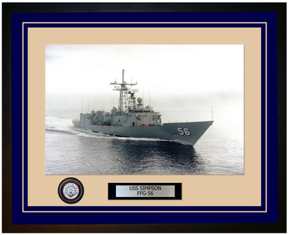 USS SIMPSON FFG-56 Framed Navy Ship Photo Blue