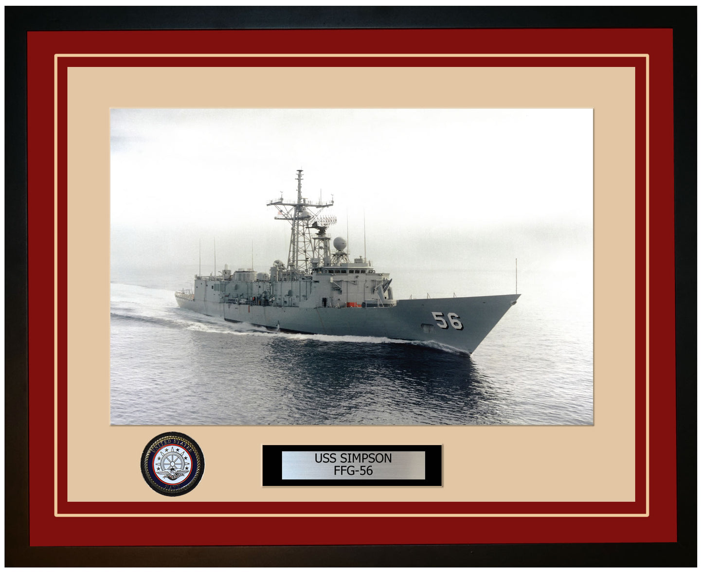 USS SIMPSON FFG-56 Framed Navy Ship Photo Burgundy