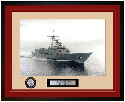 USS SIMPSON FFG-56 Framed Navy Ship Photo Burgundy