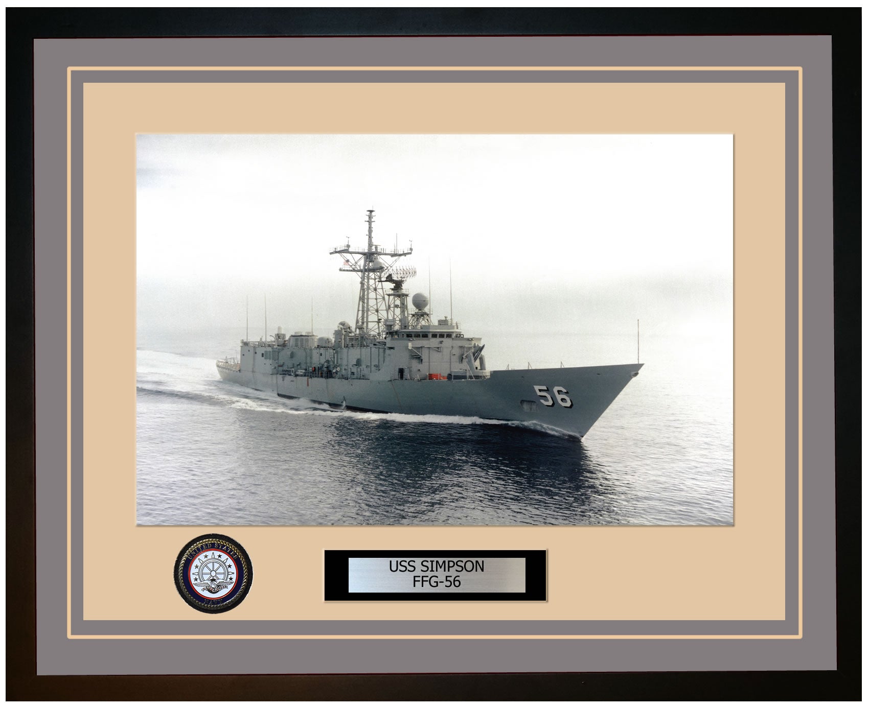 USS SIMPSON FFG-56 Framed Navy Ship Photo Grey