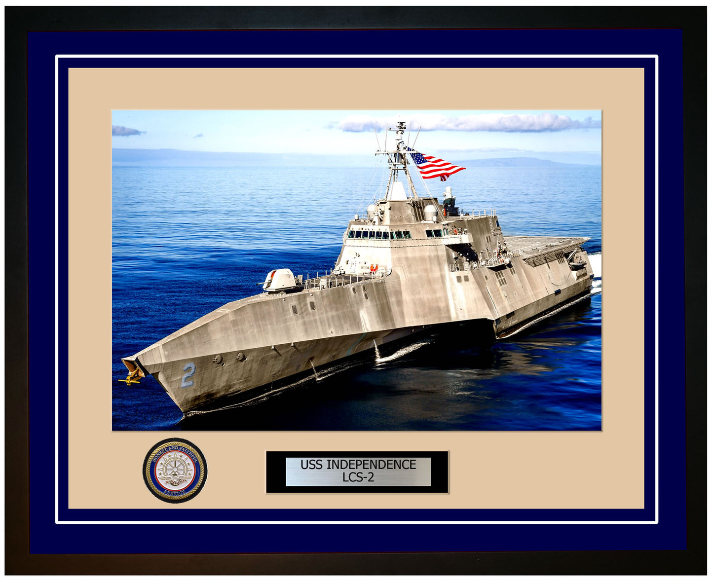 USS Independence LCS-2 Framed Navy Ship Photo Blue