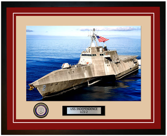 USS Independence LCS-2 Framed Navy Ship Photo Burgundy