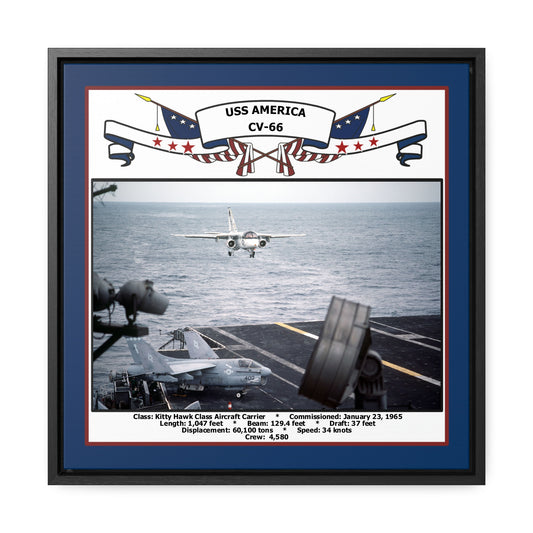 USS America CV-66 Navy Floating Frame Photo Front View