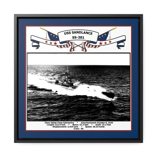 USS Sand Lance SS-381 Navy Floating Frame Photo Front View