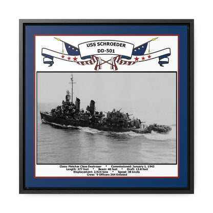 USS Schroeder DD-501 Navy Floating Frame Photo Front View