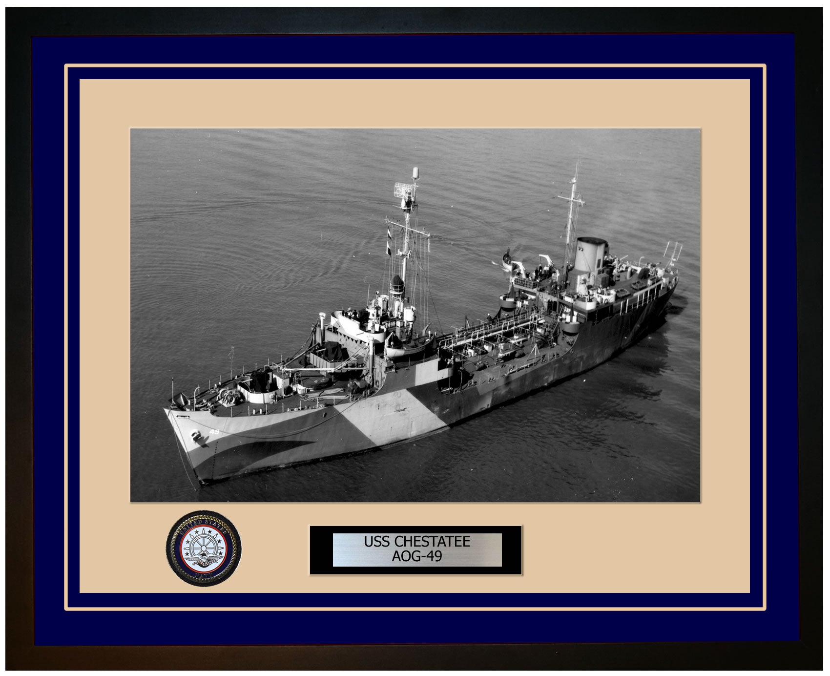 USS CHESTATEE AOG-49 Framed Navy Ship Photo Blue