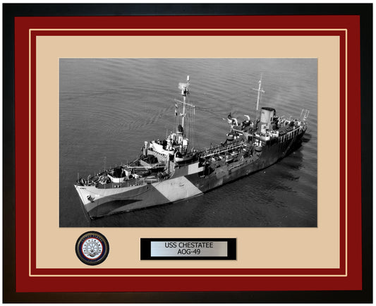 USS CHESTATEE AOG-49 Framed Navy Ship Photo Burgundy