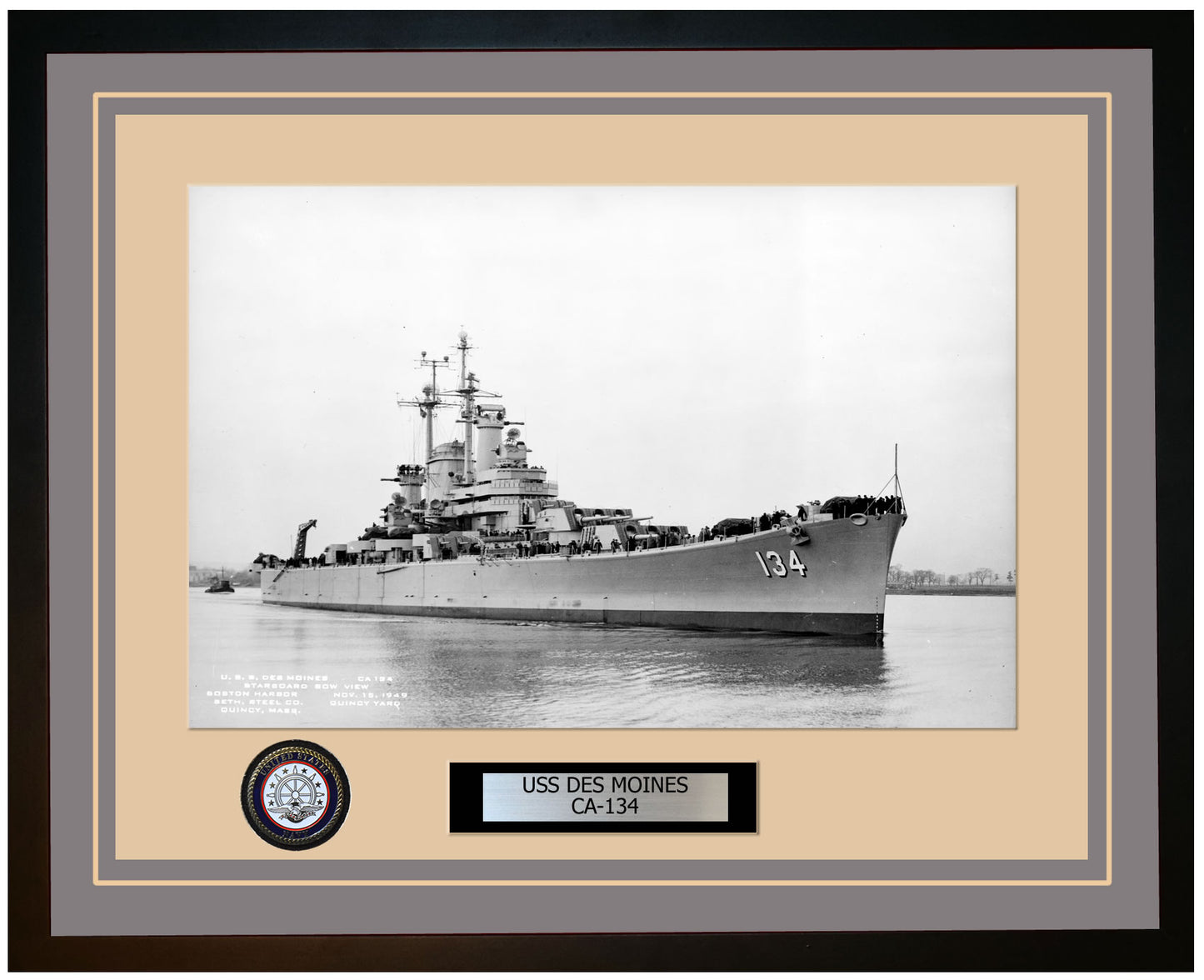 USS DES MOINES CA-134 Framed Navy Ship Photo Grey