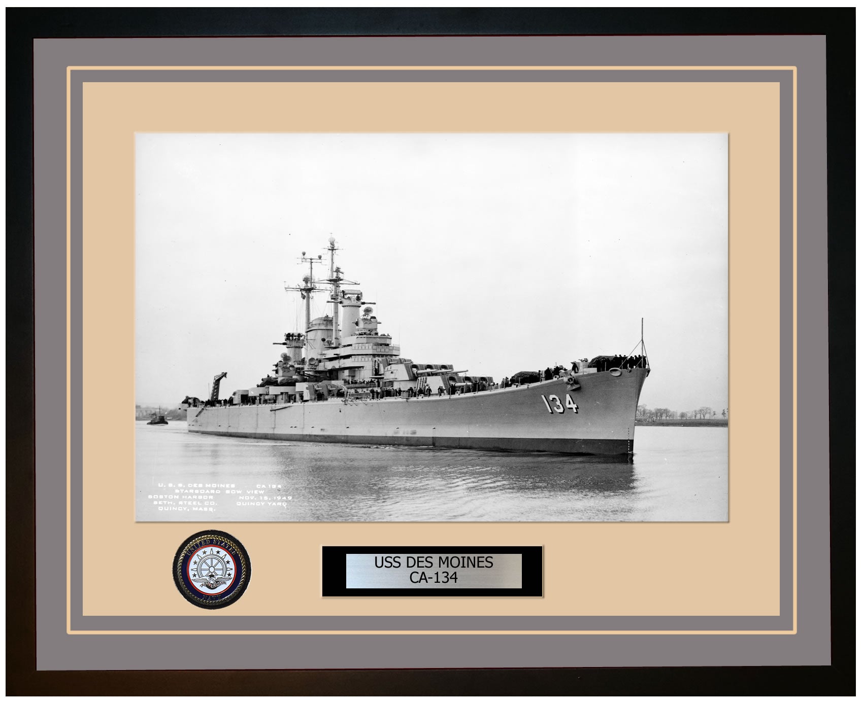 USS DES MOINES CA-134 Framed Navy Ship Photo Grey