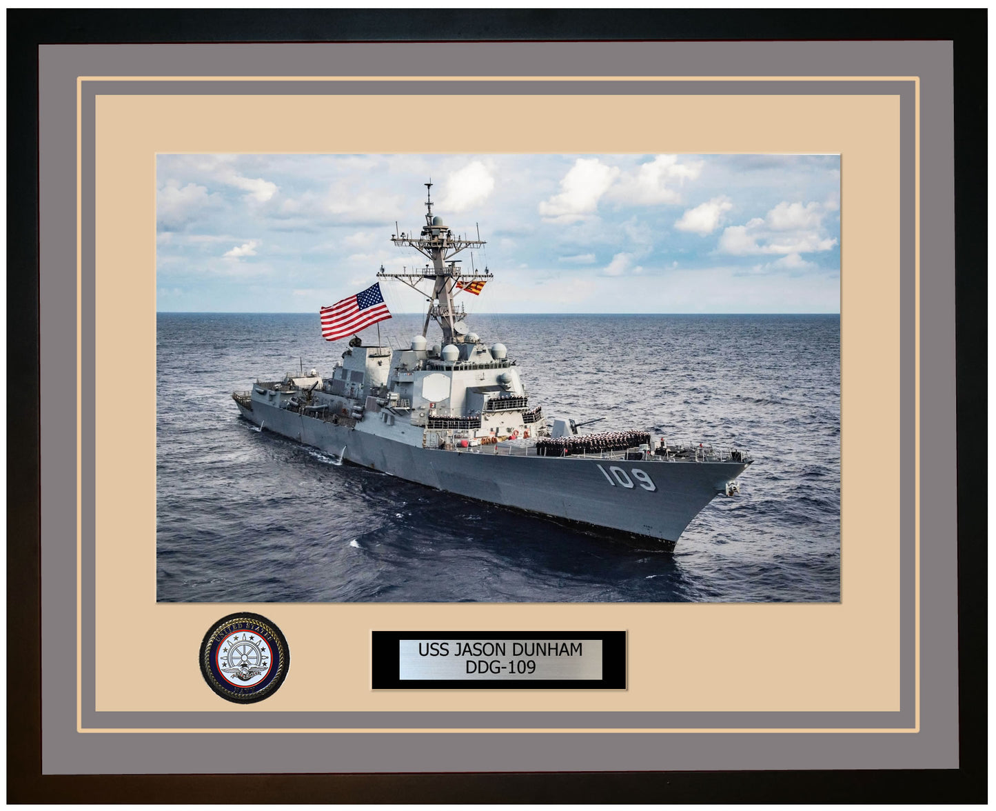 USS JASON DUNHAM DDG-109 Framed Navy Ship Photo Grey