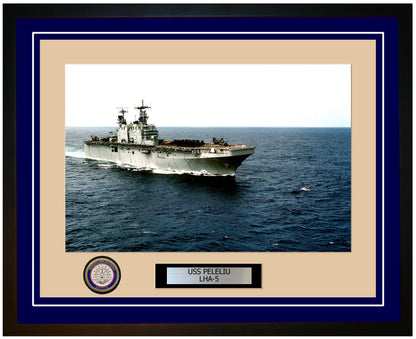 USS Peleliu LHA-5 Framed Navy Ship Photo Blue