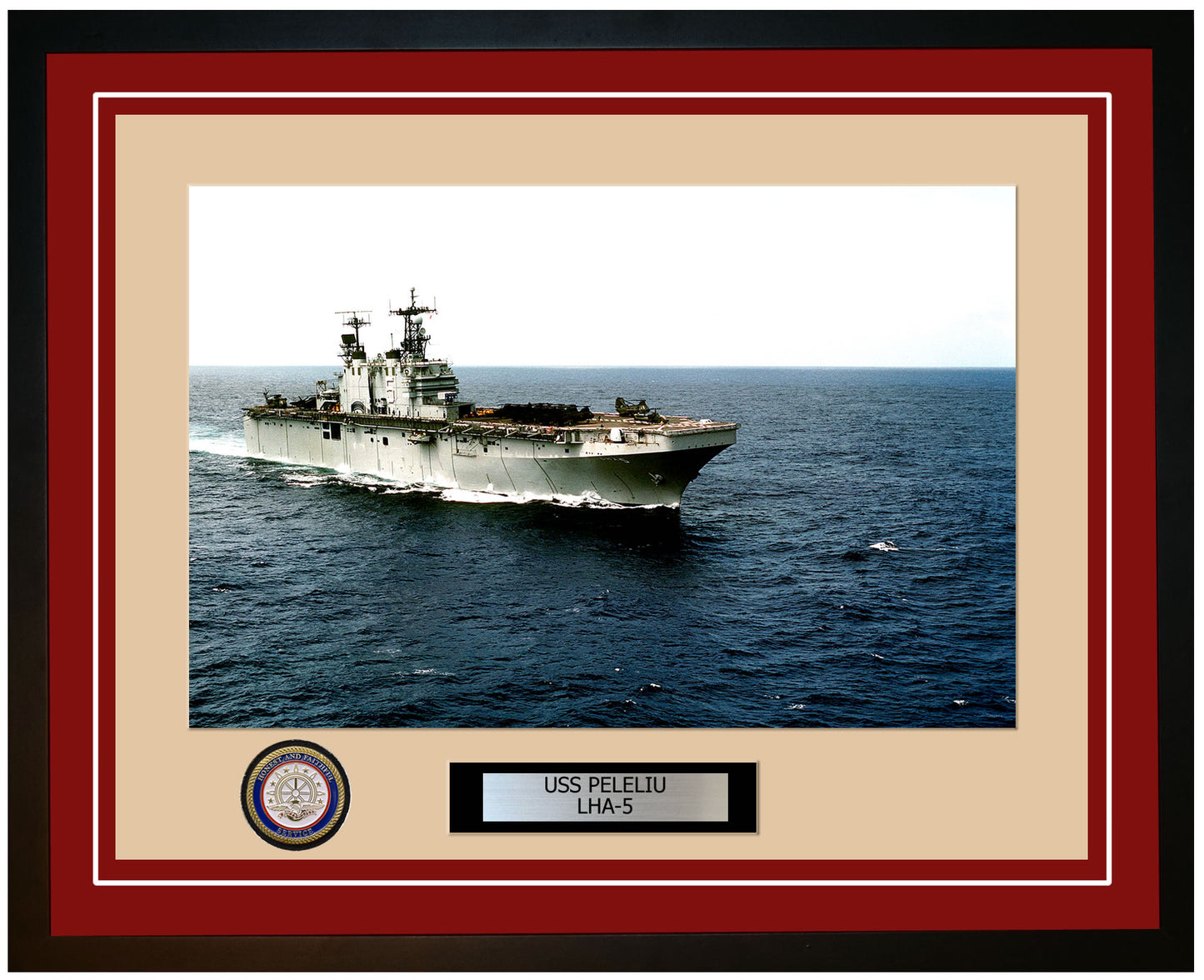 USS Peleliu LHA-5 Framed Navy Ship Photo Burgundy