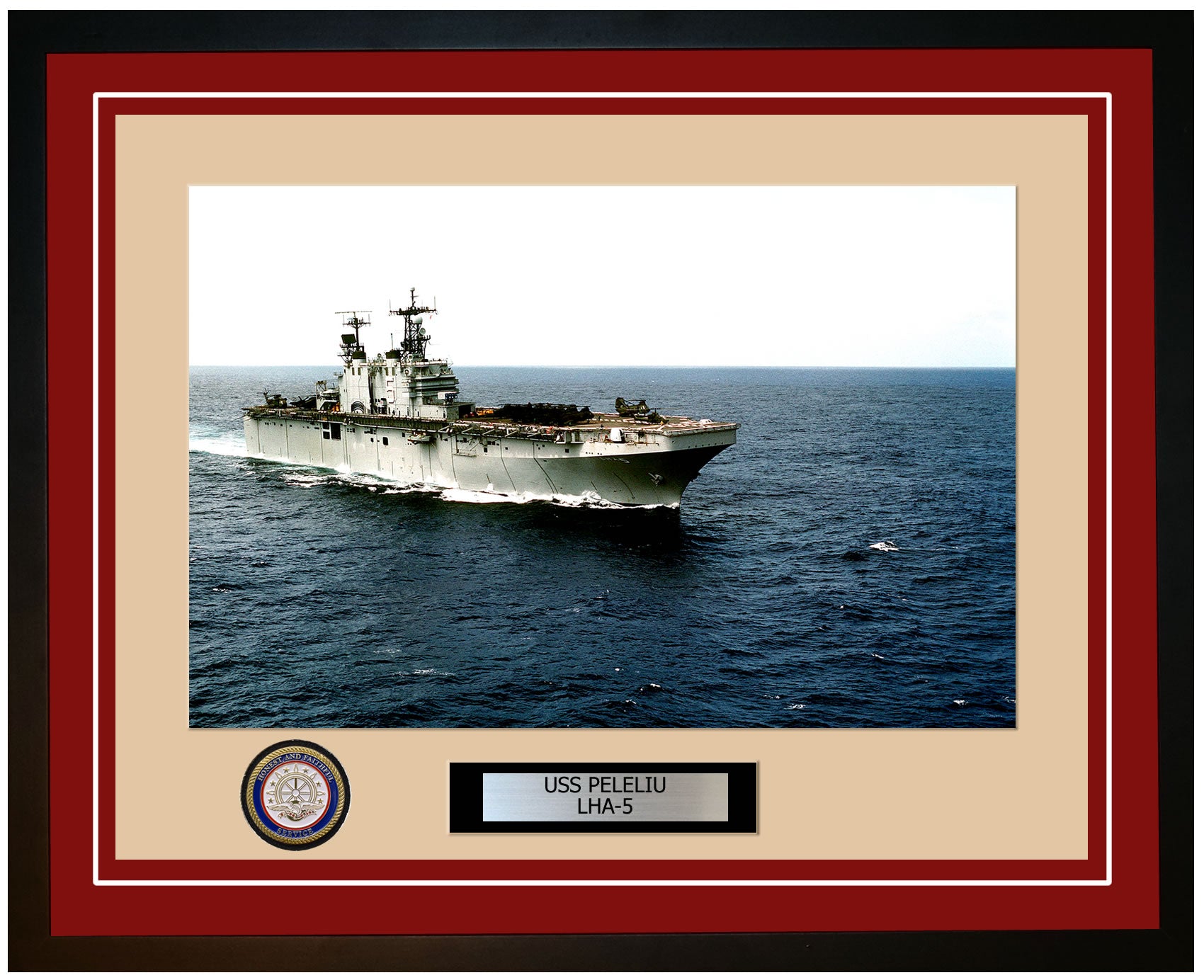 USS Peleliu LHA-5 Framed Navy Ship Photo Burgundy