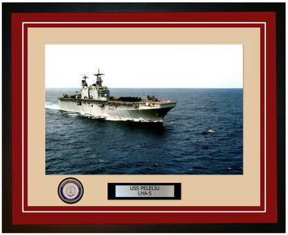 USS Peleliu LHA-5 Framed Navy Ship Photo Burgundy