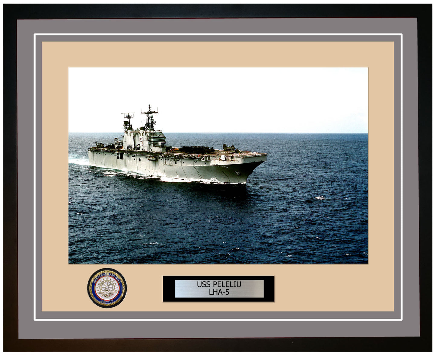 USS Peleliu LHA-5 Framed Navy Ship Photo Grey