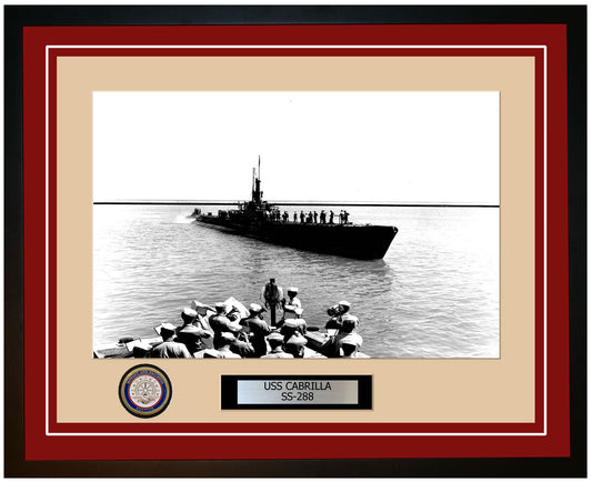 USS Cabrilla SS-288 Framed Navy Ship Photo Burgundy