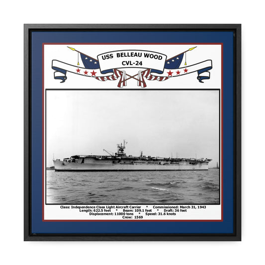 USS Belleau Wood CVL-24 Navy Floating Frame Photo Front View