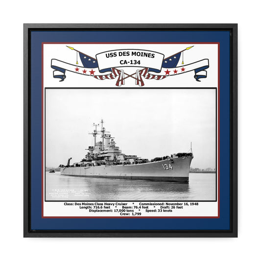 USS Des Moines CA-134 Navy Floating Frame Photo Front View