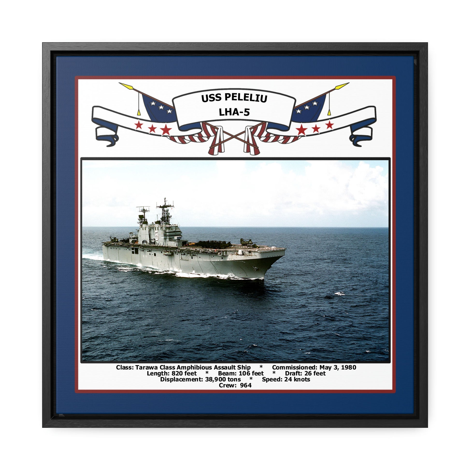 USS Peleliu LHA-5 Navy Floating Frame Photo Front View