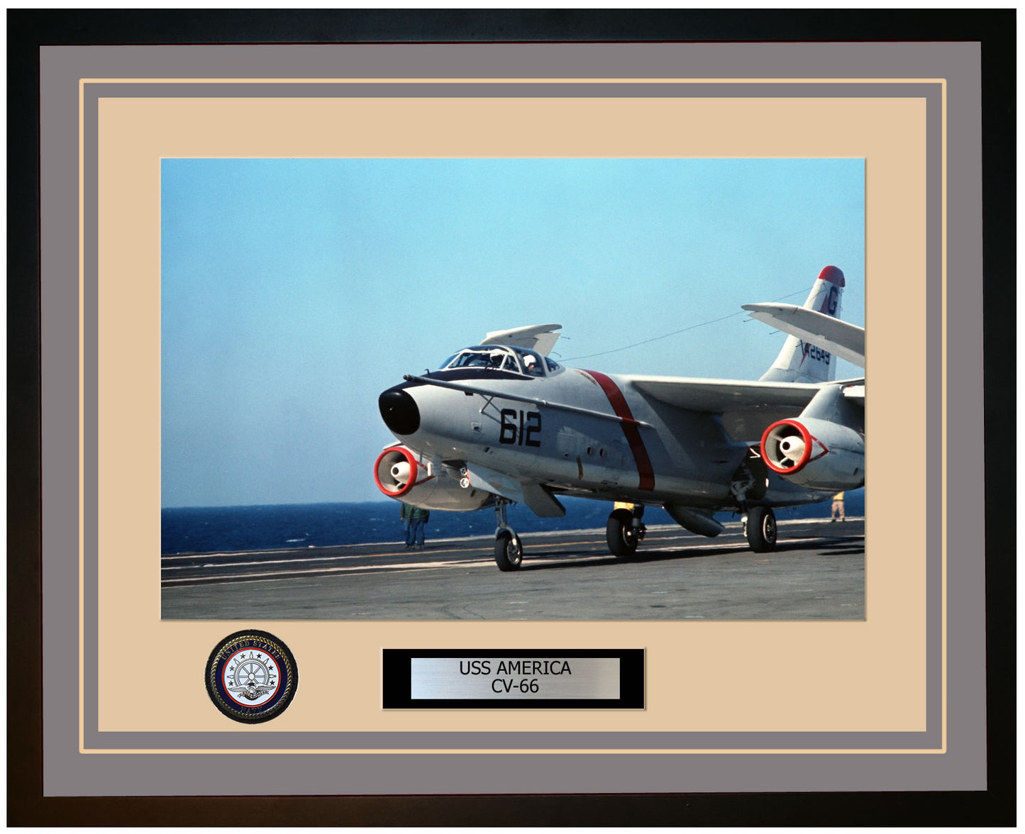 USS AMERICA CV-66 Framed Navy Ship Photo Grey