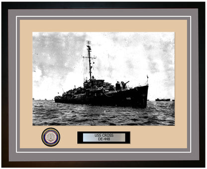 USS Cross DE-448 Framed Navy Ship Photo Grey