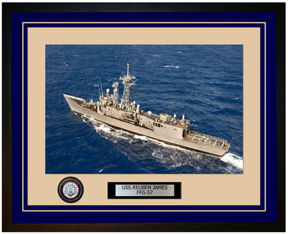 USS REUBEN JAMES FFG-57 Framed Navy Ship Photo Blue
