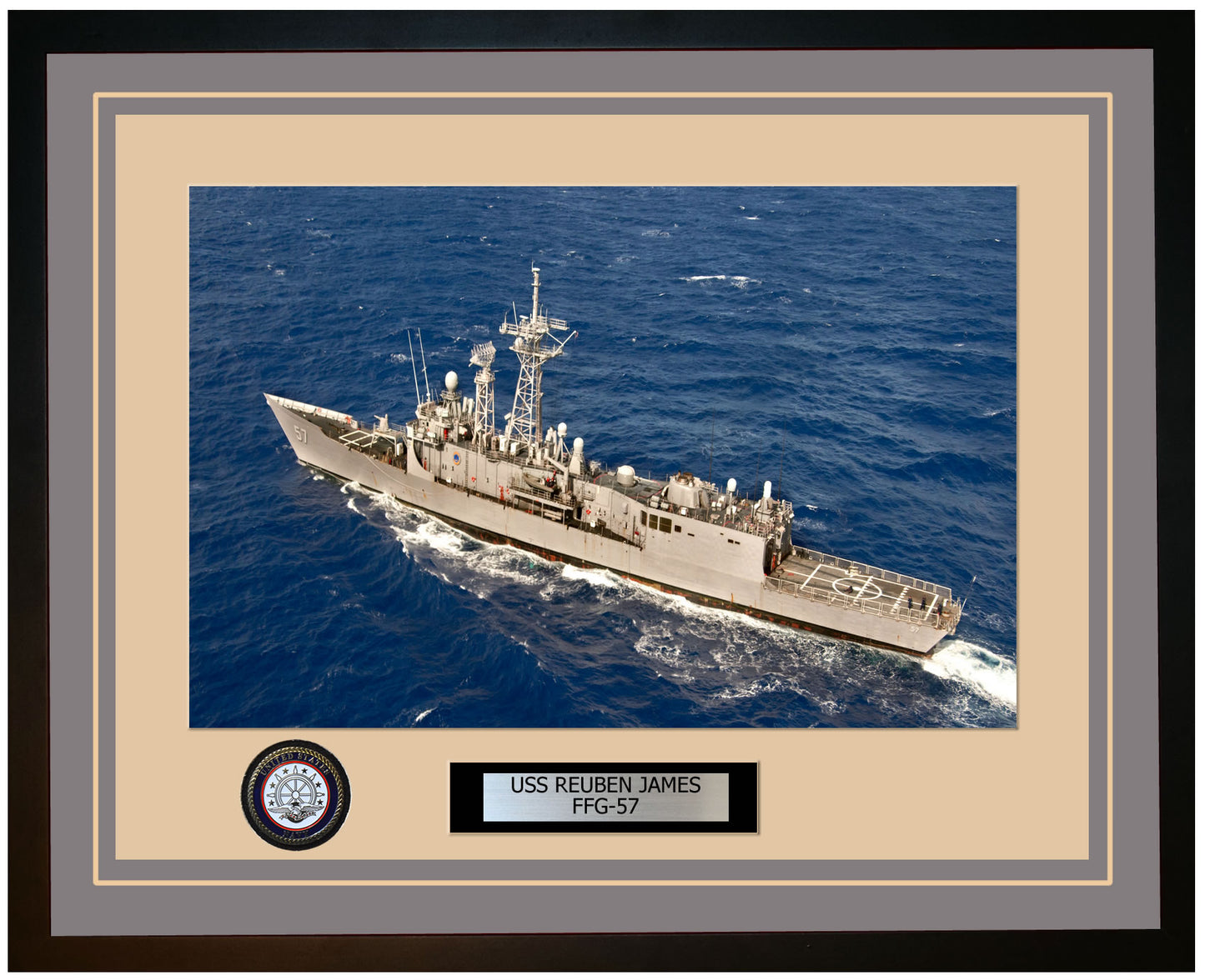 USS REUBEN JAMES FFG-57 Framed Navy Ship Photo Grey