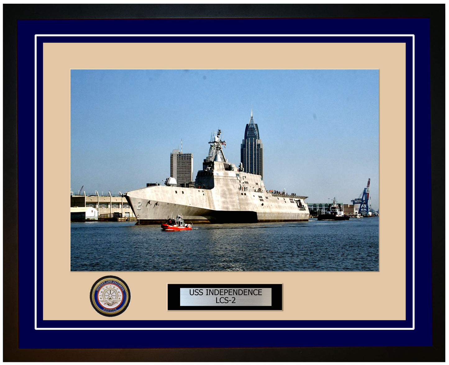 USS Independence LCS-2 Framed Navy Ship Photo Blue