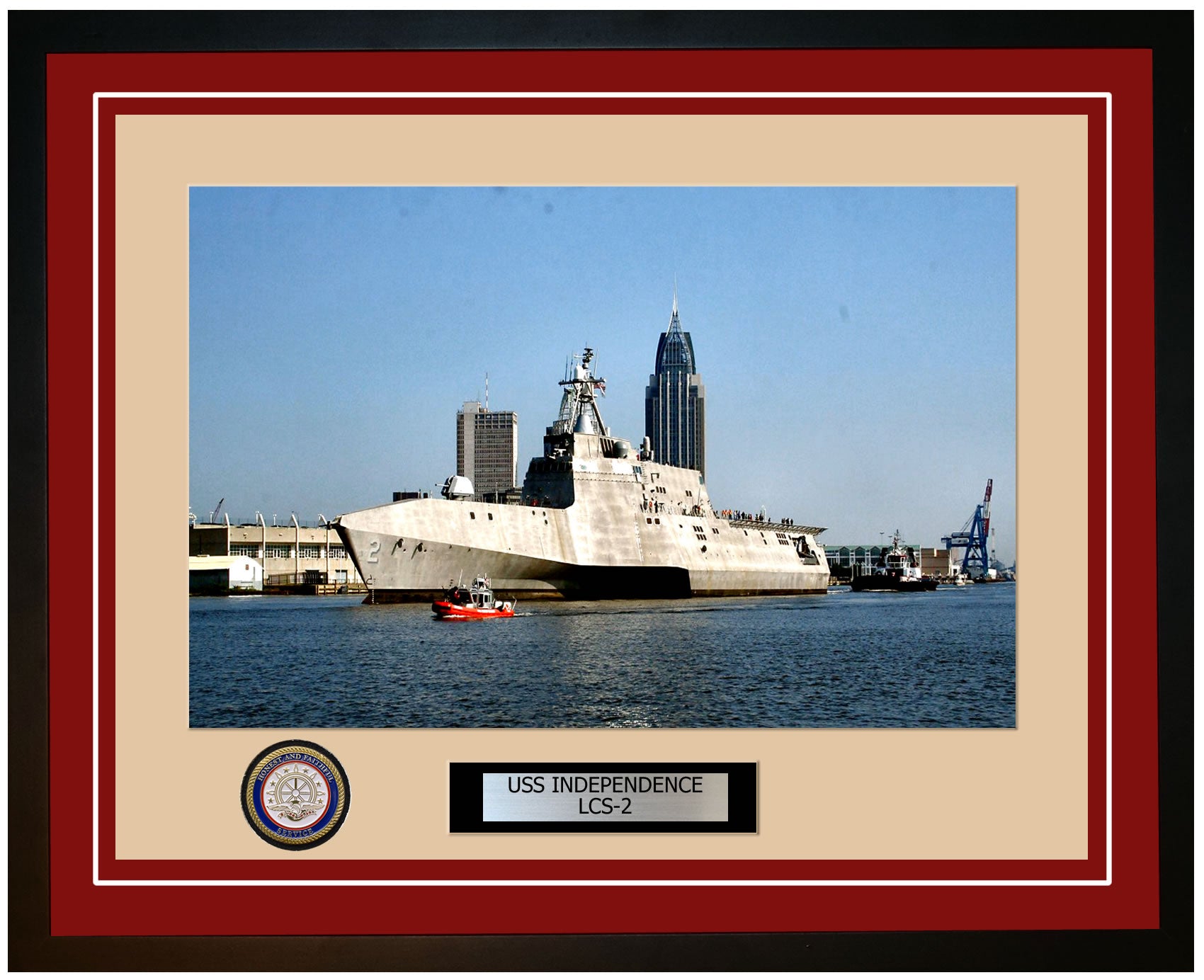 USS Independence LCS-2 Framed Navy Ship Photo Burgundy