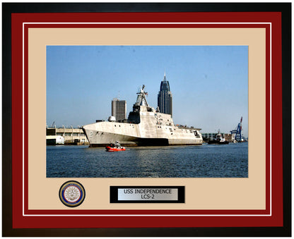 USS Independence LCS-2 Framed Navy Ship Photo Burgundy