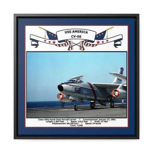 USS America CV-66 Navy Floating Frame Photo Front View